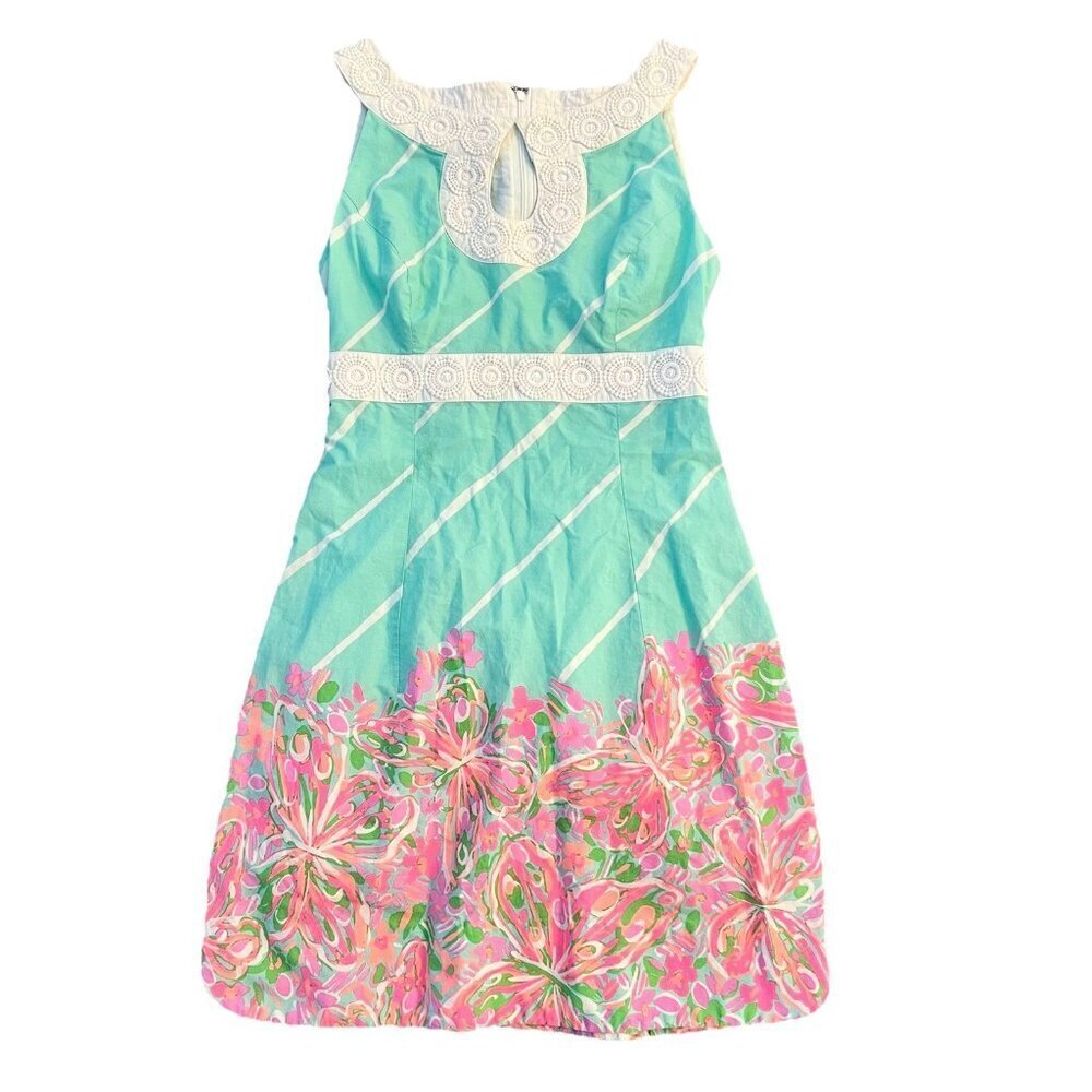 Lilly Pulitzer Candice Keyhole Mini Dress Size 00 Crash Landing Sand Bar Blue